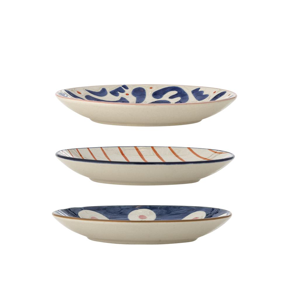 Bloomingville Eviaya Teller 3er Set D16 cm bunt - Steingut Teller handbemalt für Küche & Tischdeko