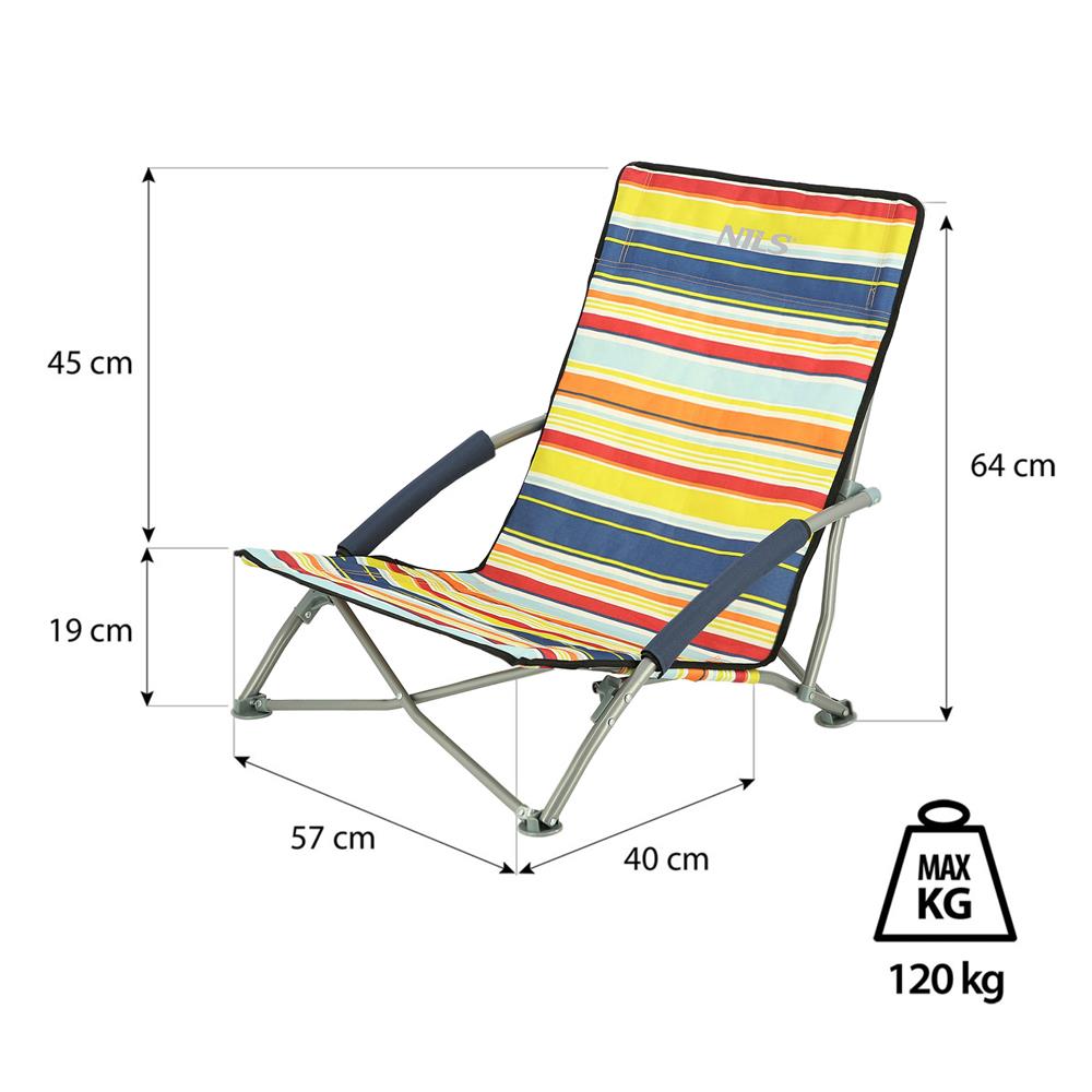 NILS Strandstuhl Blau-Gelb gestreift- Klappstuhl Sonnenstuhl Campingstuhl für Garten, Strand & Outdoor