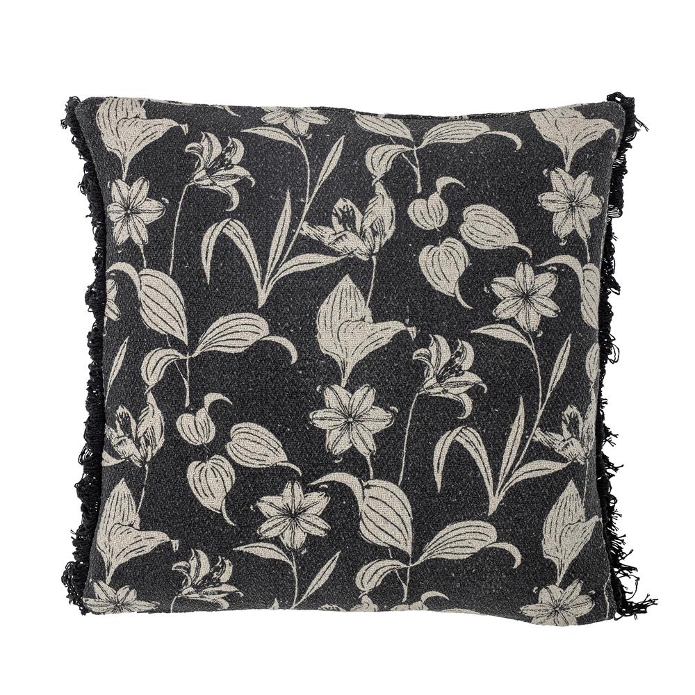Bloomingville Mali Kissen, Schwarz, recycelte Baumwolle L50 x B50 cm
