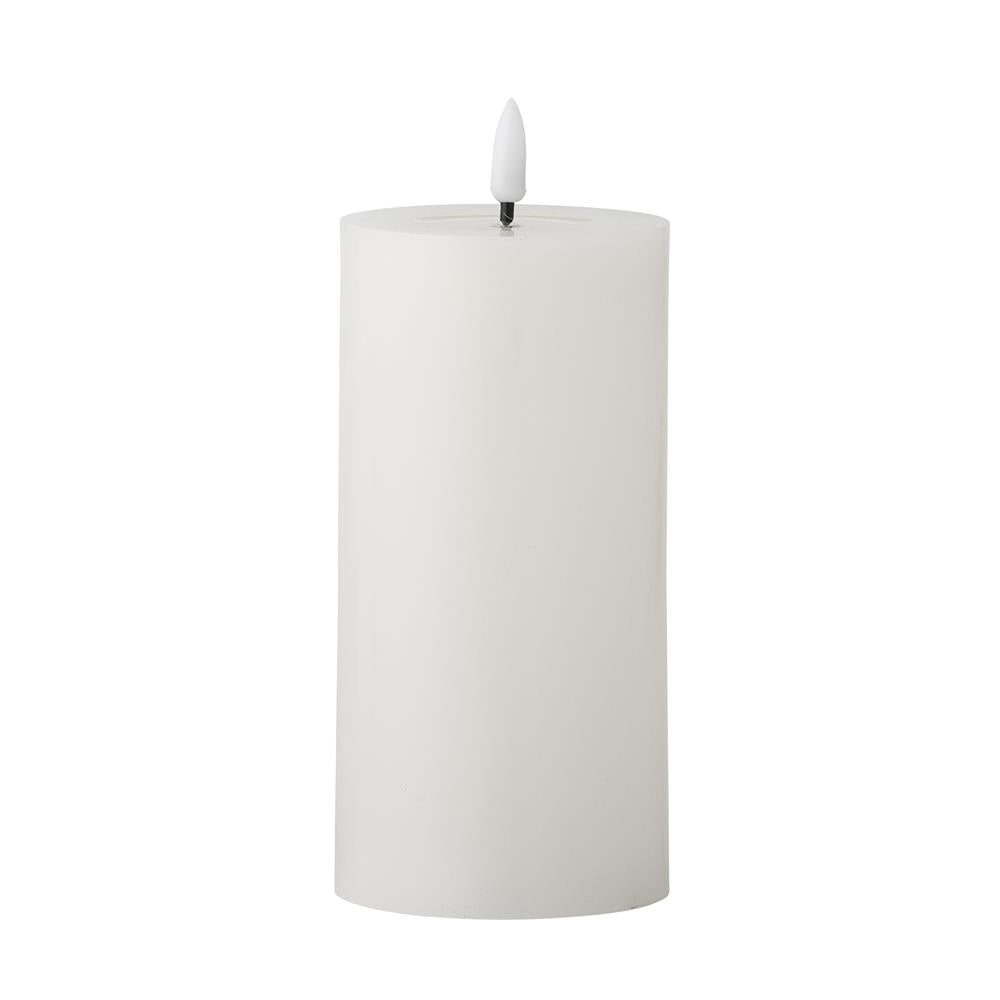 Bloomingville Ponza LED-Kerze 15 cm weiß - LED Echtwachskerze mit 3D Flamme & Timer für Wohndeko