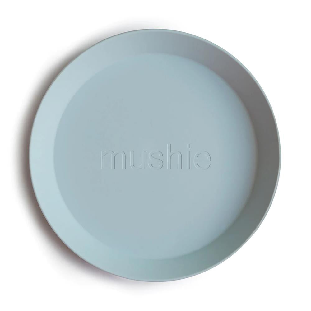 Mushie Kinderteller 2er Set, Powder Blue, rund, BPA-frei