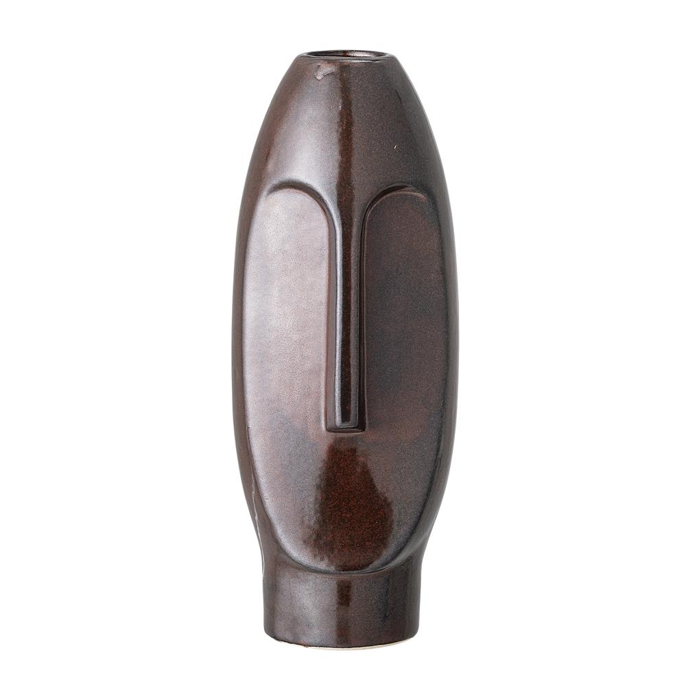 Bloomingville Daviid Vase Braun Steingut 10,5 x 26 cm Dekovase Blumenvase