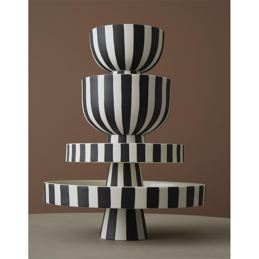 OYOY Toppu Schale - 12,6x10 cm, Schwarz/Weiß gestreift - vielseitig als Dekoschale, Blumentopf, Vase