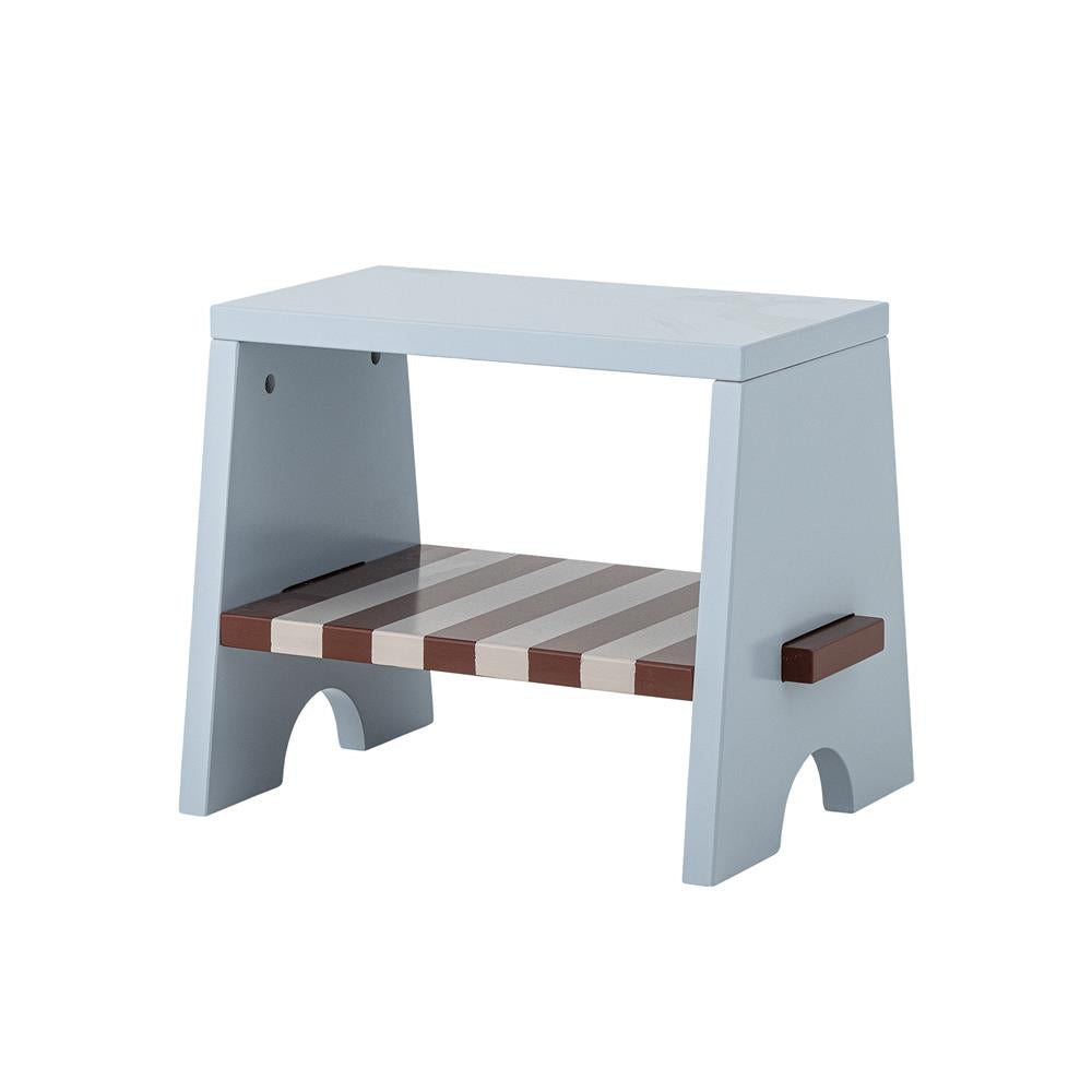 Bloomingville MINI Liova Hocker blau - Kinderhocker aus MDF mit Streifenmuster für Kinderzimmer