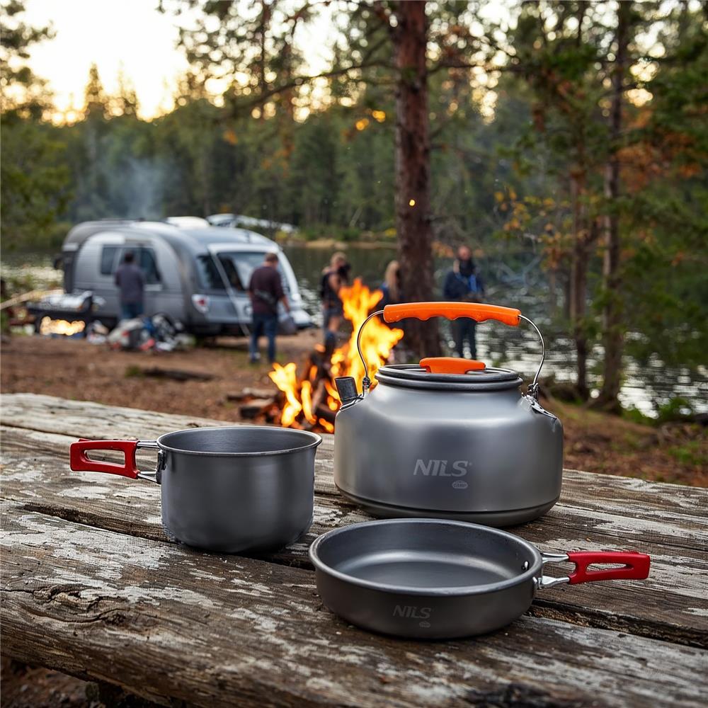 NILS CAMP Reisewasserkocher 1,1L aus Aluminium - kompakter Camping Wasserkocher
