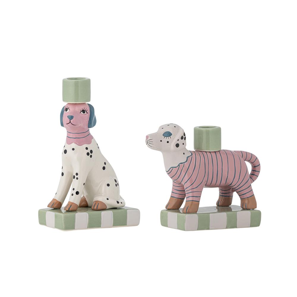 Bloomingville Doglie Kerzenhalter Rose Steingut 2er Set