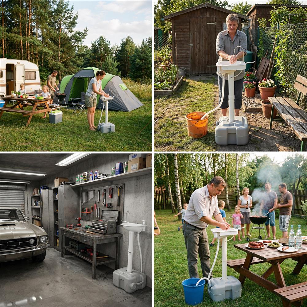 NILS CAMP Camping Waschbecken mobil mit Pumpe 20L für Camping Outdoor Reisen
