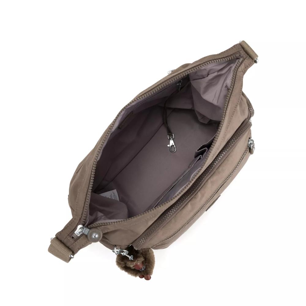 Kipling GABBIE, mittelgroße Umhängetasche, True Beige (beige), Crossbody Tasche mit vielen Fächern