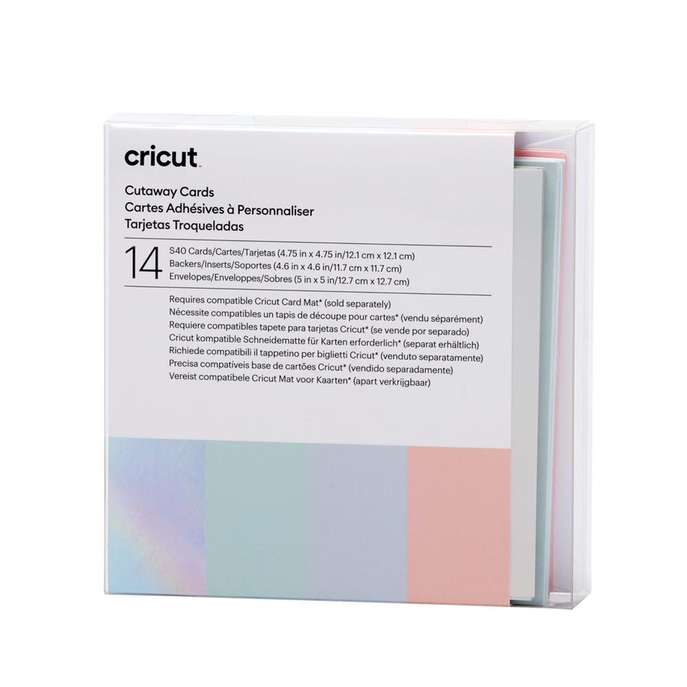 Cricut Cutaway Cards Pastell S40 Klebekarten mit Hintergrundblätter 14 Stück