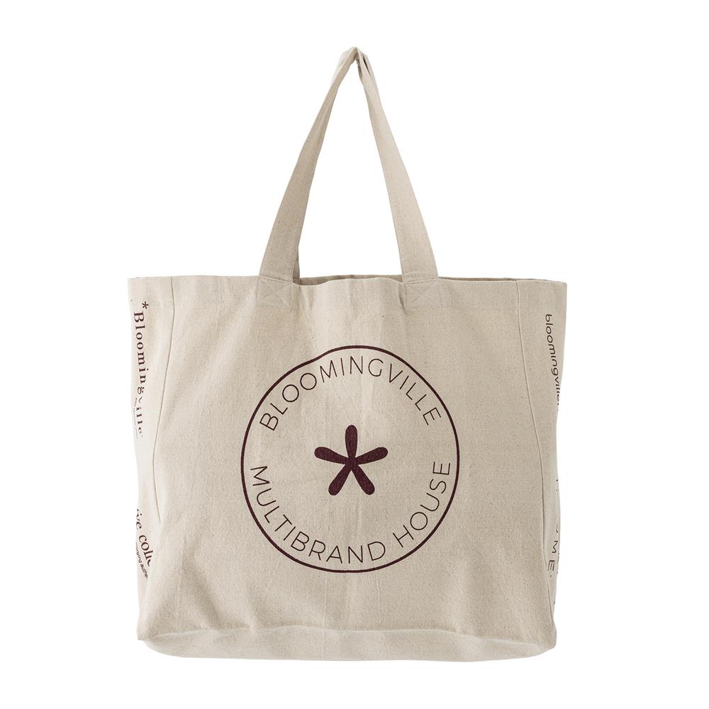 Bloomingville Check Einkaufstasche rot - Baumwolltasche kariert Shopper für Alltag & Einkauf