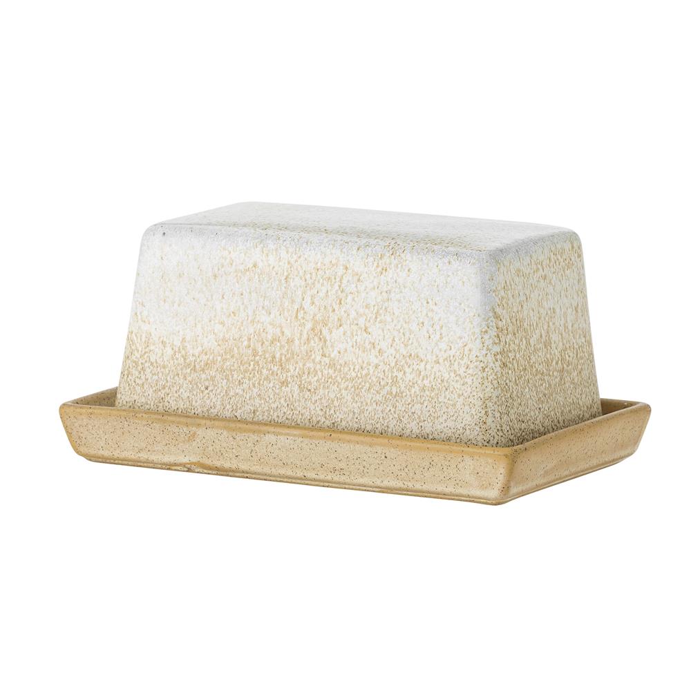 Bloomingville Paula Butterdose Natur Steingut mit Deckel