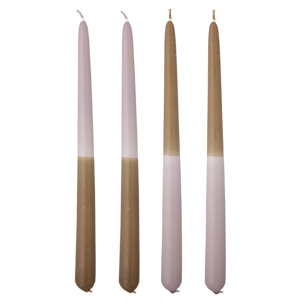 Bloomingville Burma Kerze, 4er Set, Rose, Stabkerze/Tafelkerze, handgefertigt