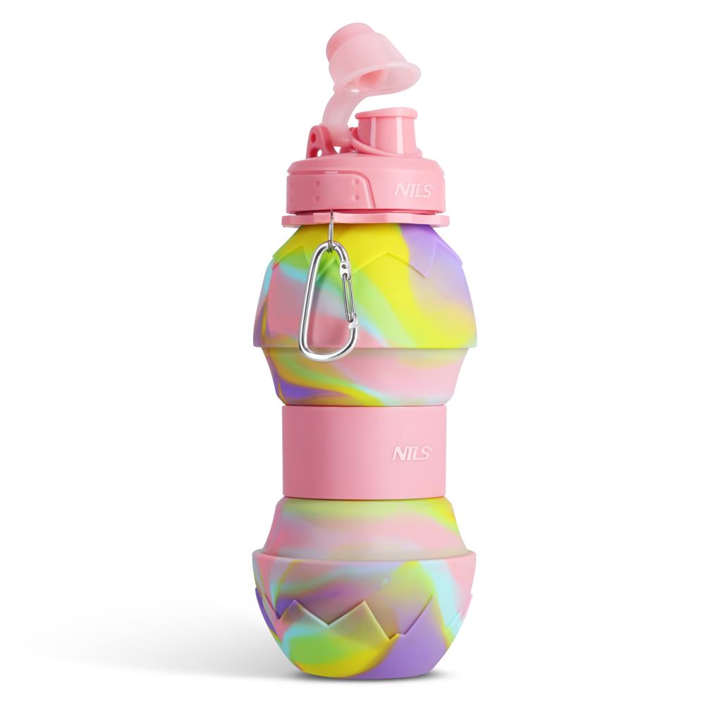 NILS CAMP Faltbare Trinkflasche 700 ml Silikon rosa für Camping Outdoor Reisen