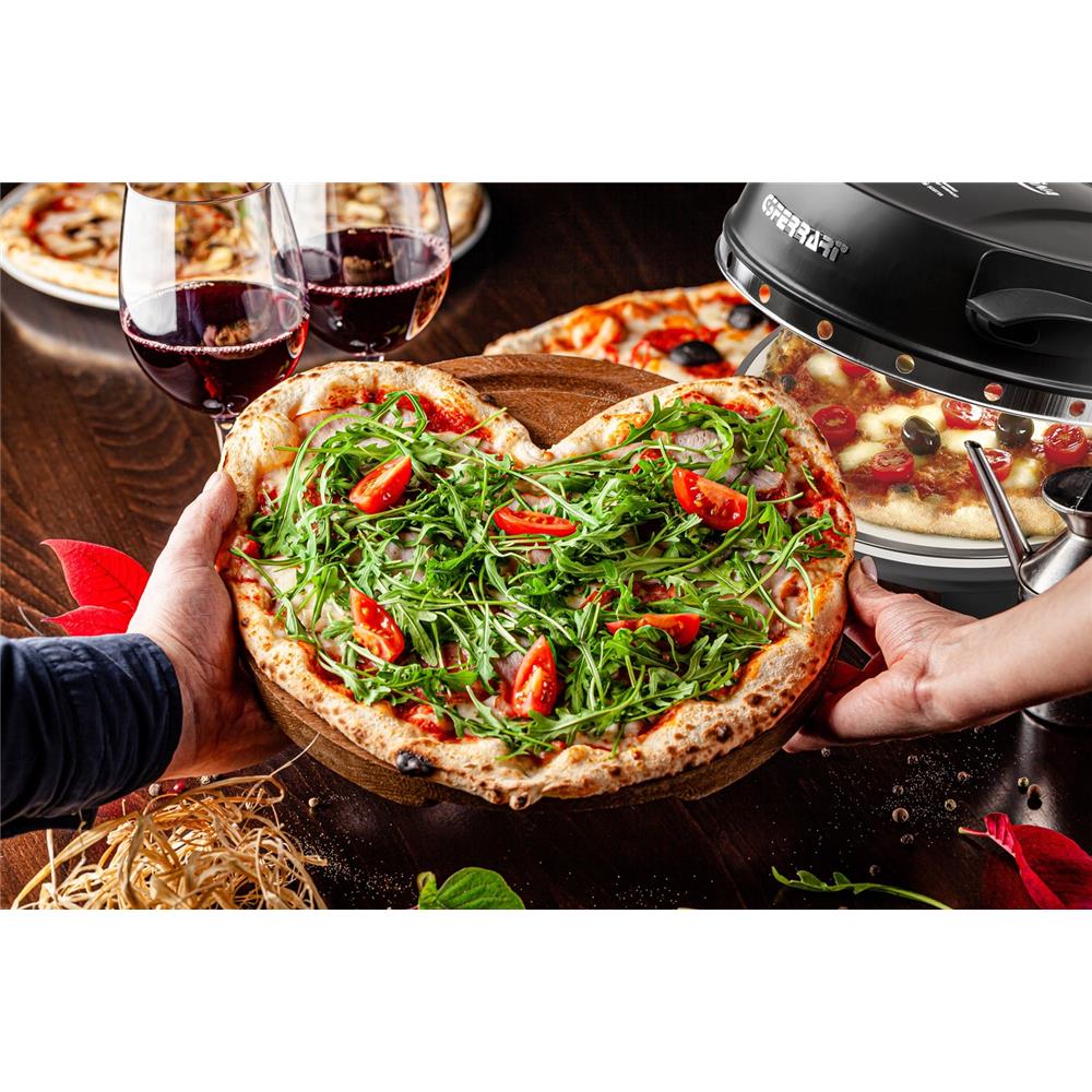 G3Ferrari elektrischer Pizzaofen Napoletana schwarz inkl. 2-ten Stein zum Überbacken im Deckel bis 400 °C