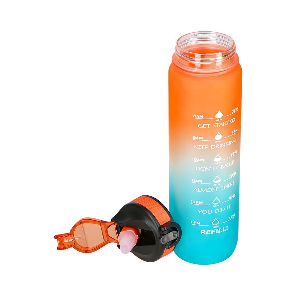 NILS CAMP Trinkflasche Tritan 1000 ml mit Strohhalm orange-blau für Outdoor Sport Reisen