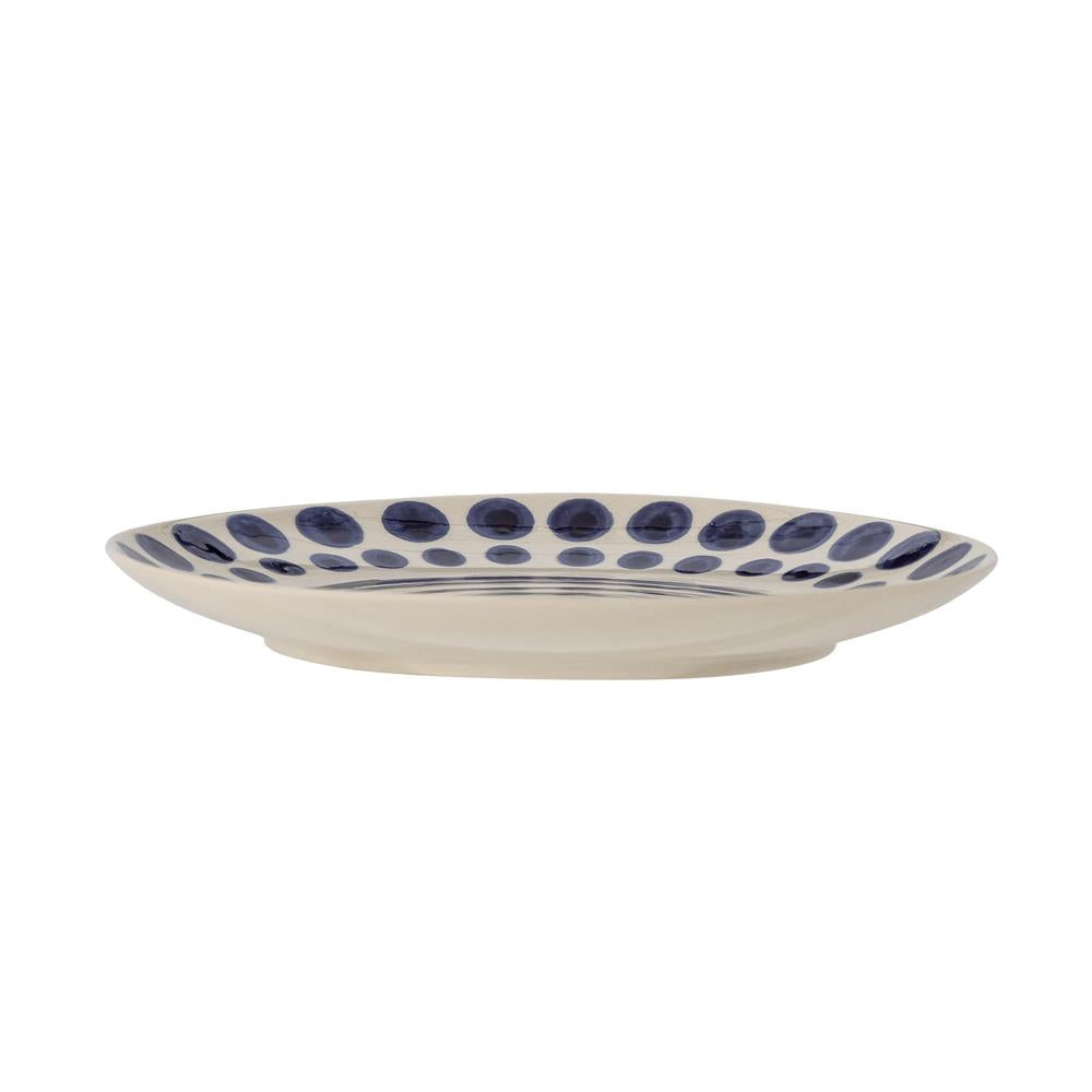 Bloomingville Shama Teller, Blau/Braun, Steingut, 20,5 cm, mit handbemaltem Muster