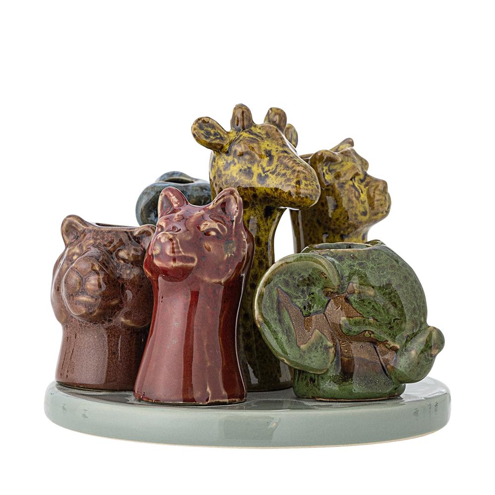 Bloomingville Piero Vase bunt - Steingut Vase mit Tierkopf Design für Wohnzimmer & Deko