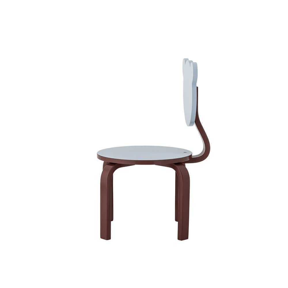 Bloomingville MINI Liova Stuhl blau - Kinderstuhl mit Bärenkopf aus MDF für Kinderzimmer