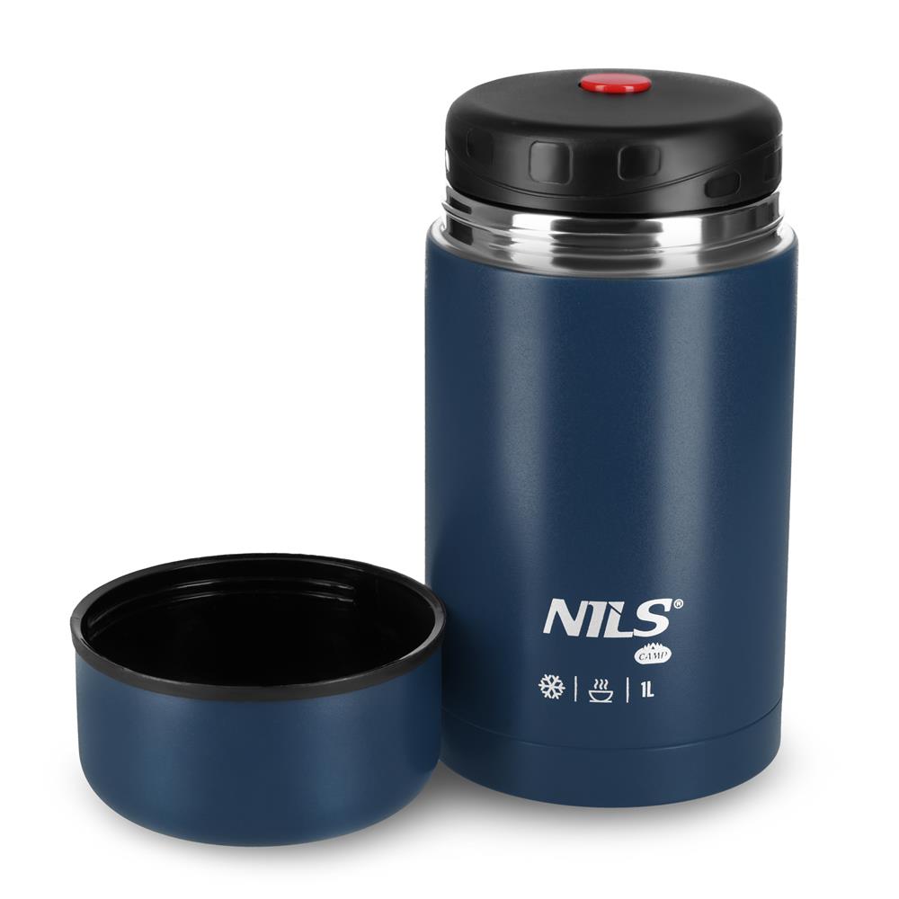 NILS CAMP Thermobehälter 1L Edelstahl blau Lunchbox für Essen warm kalt