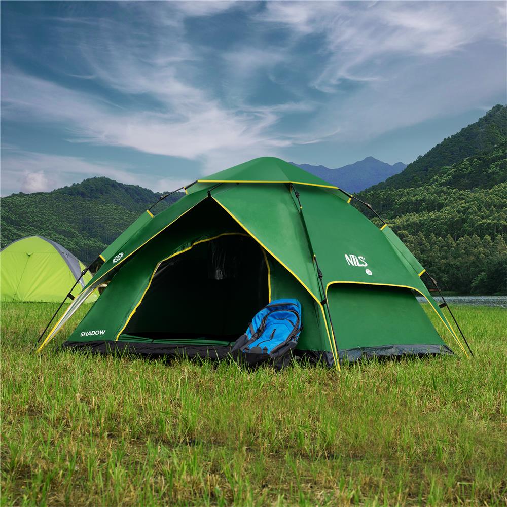 NILS CAMP Shadow 2 Zelt für 3 Personen in Grün - Campingzelt mit Vorraum & Moskitonetz für Outdoor