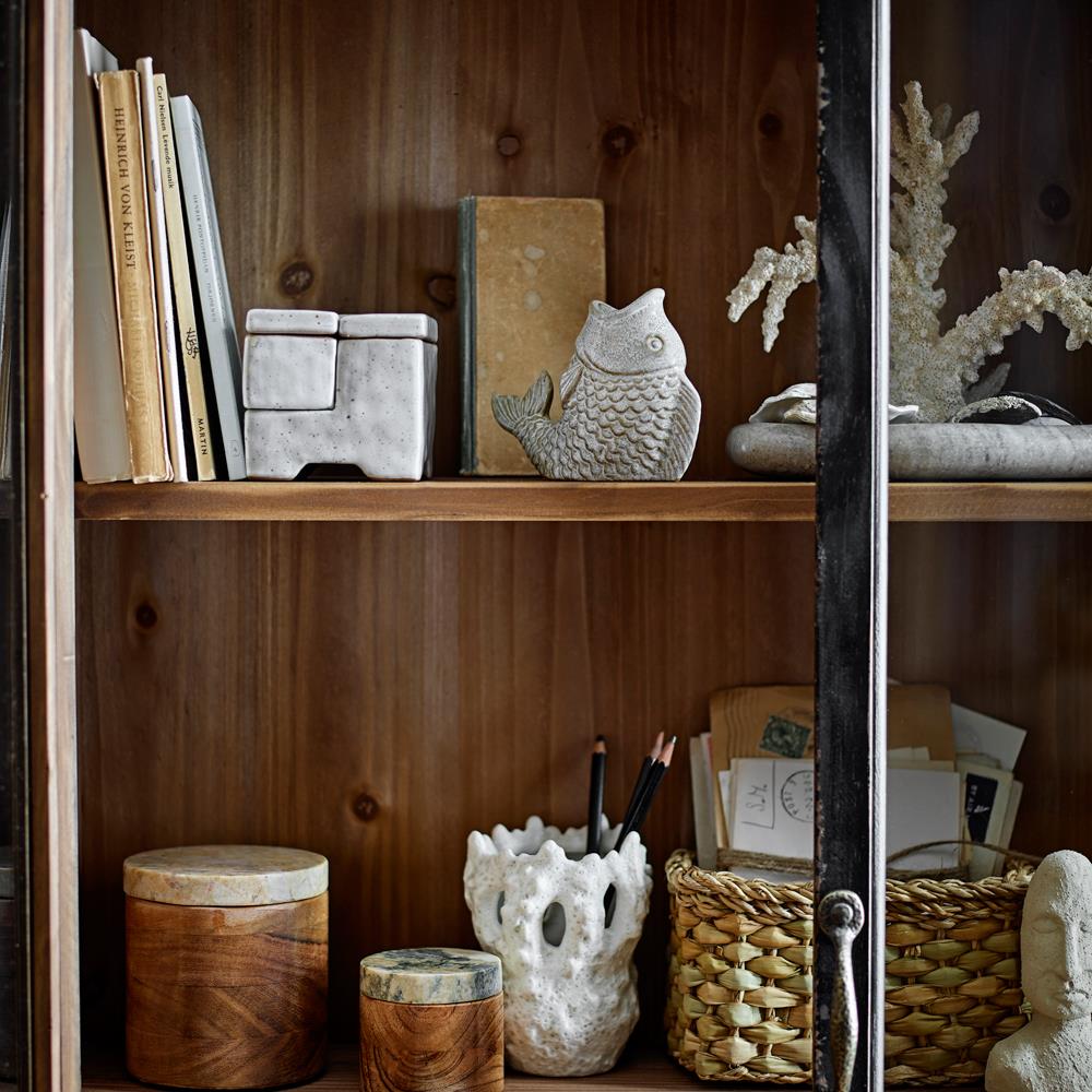 Bloomingville Hiro Kerzenhalter grau Steingut Fischdesign