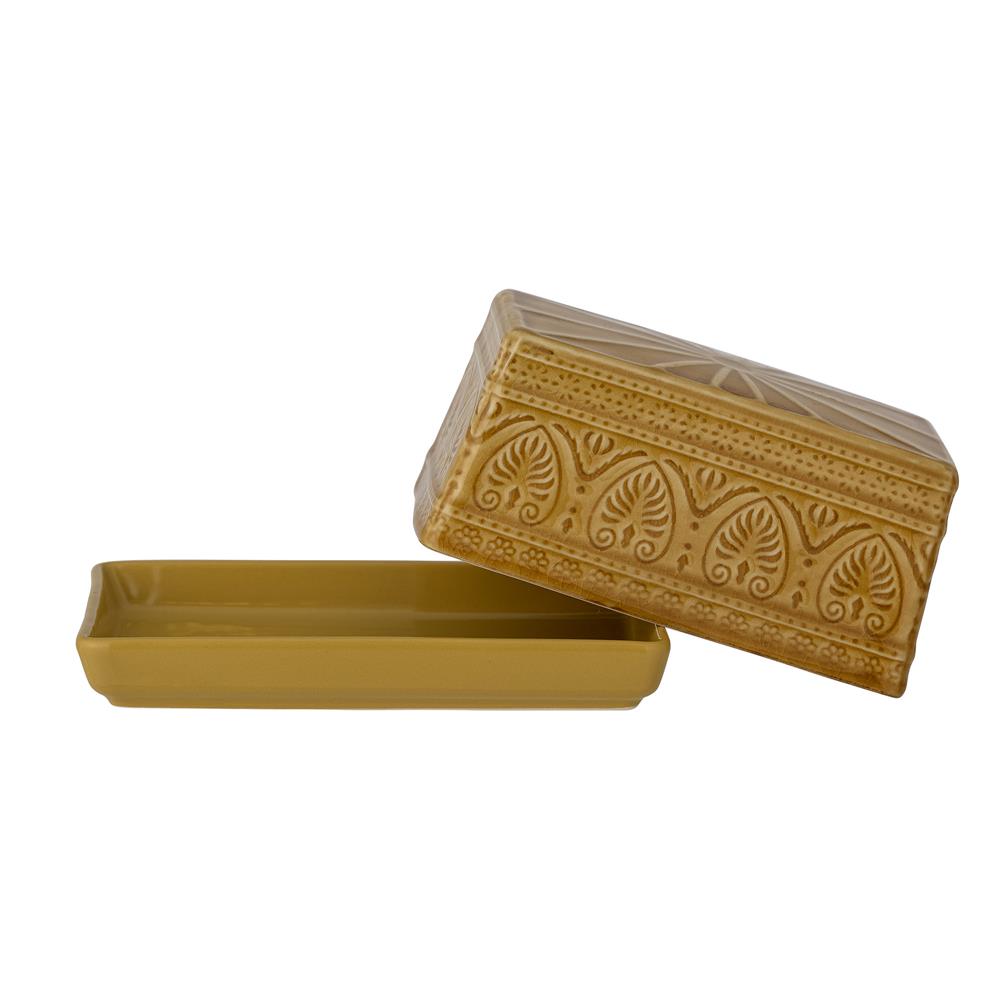 Bloomingville Rani Butterdose Gelb Steingut mit Crackle-Glasur dänisches Design