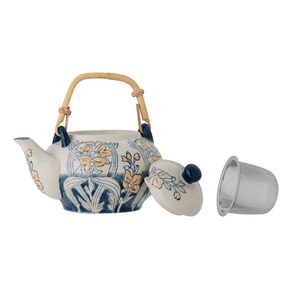 Bloomingville Myah Teekanne Steingut blau 800 ml mit Sieb