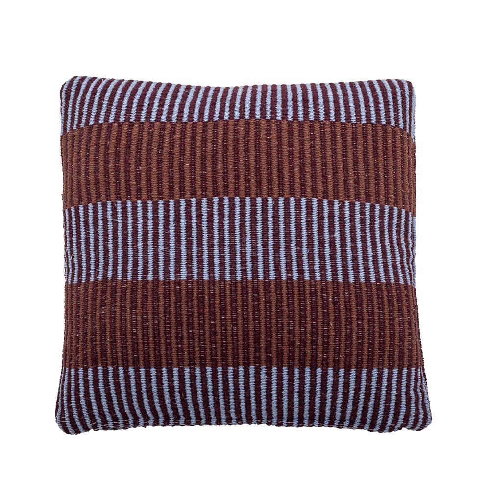 Bloomingville Isnel Kissen 45x45 cm blau/rot - Kissen aus recycelter Baumwolle mit Streifenmuster für Sofa