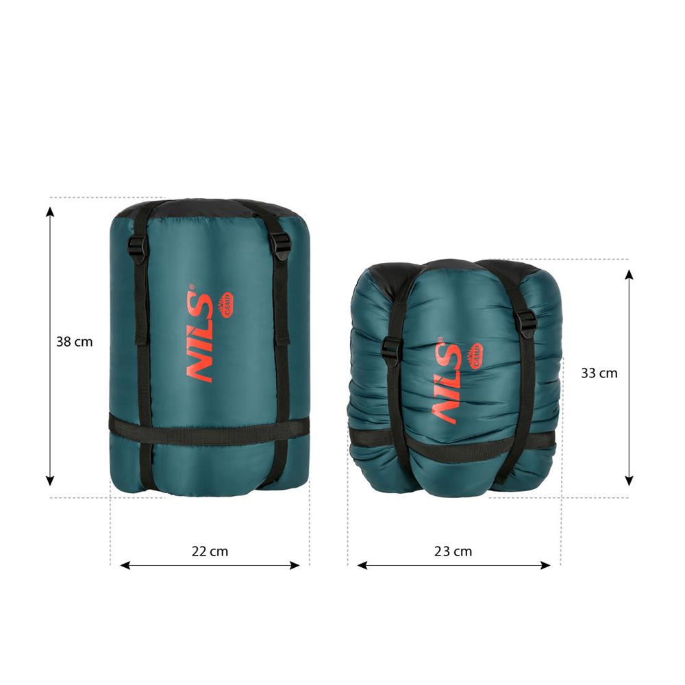 NILS CAMP Mumienschlafsack in Dunkelgrün - warmer Schlafsack für Camping und Outdoor bis -13 °C