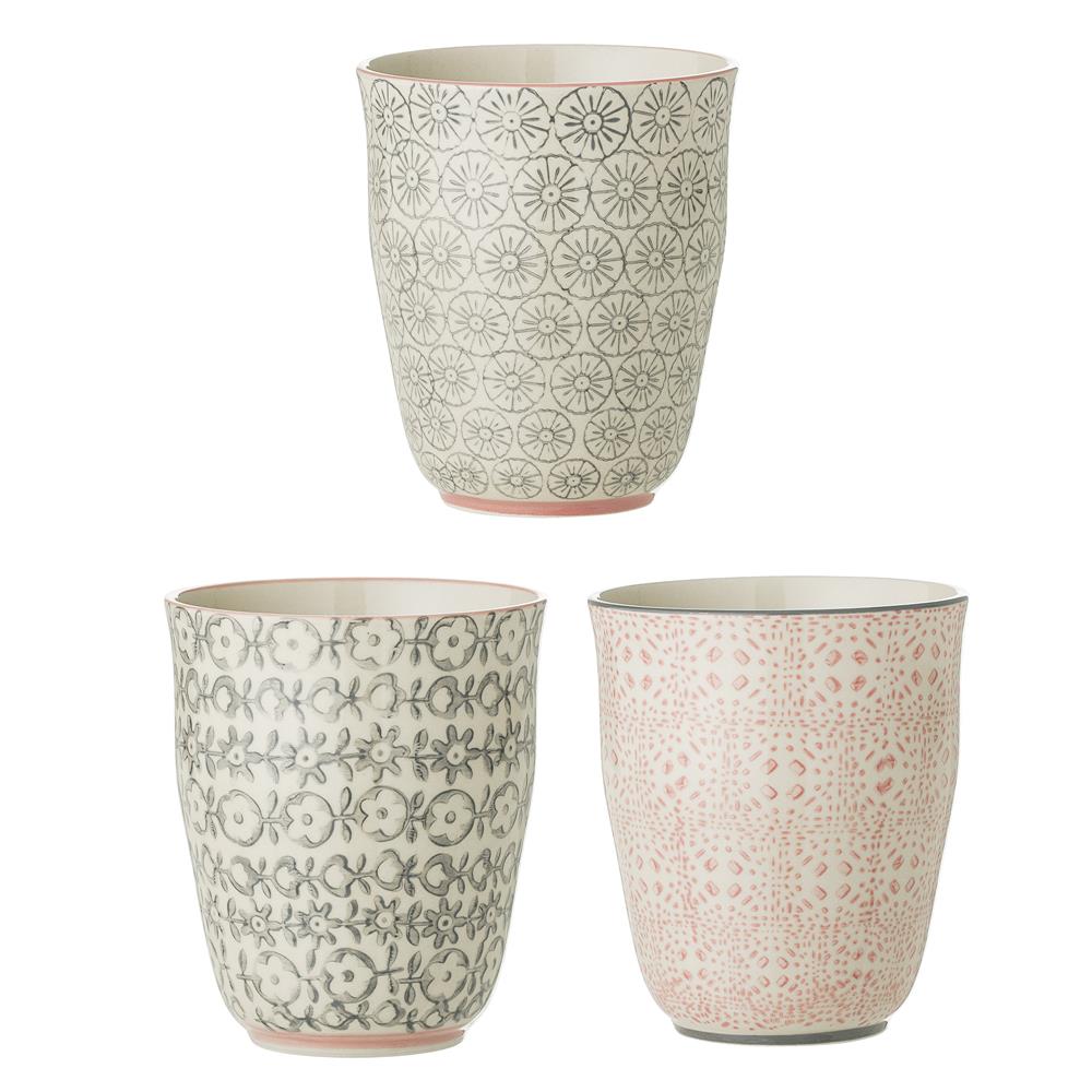 Bloomingville Cécile Becher, 3er Set, Bunt, 200ml, Steingut, dänisches Design