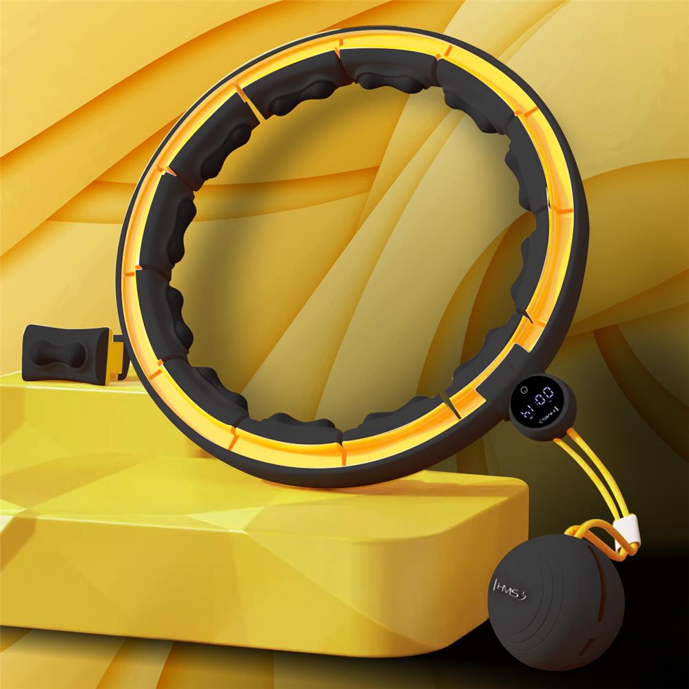 Hula Hoop Reifen mit LCD-Zähler, Magneten und Gewicht Schwarz/Gelb | HMS HHM21