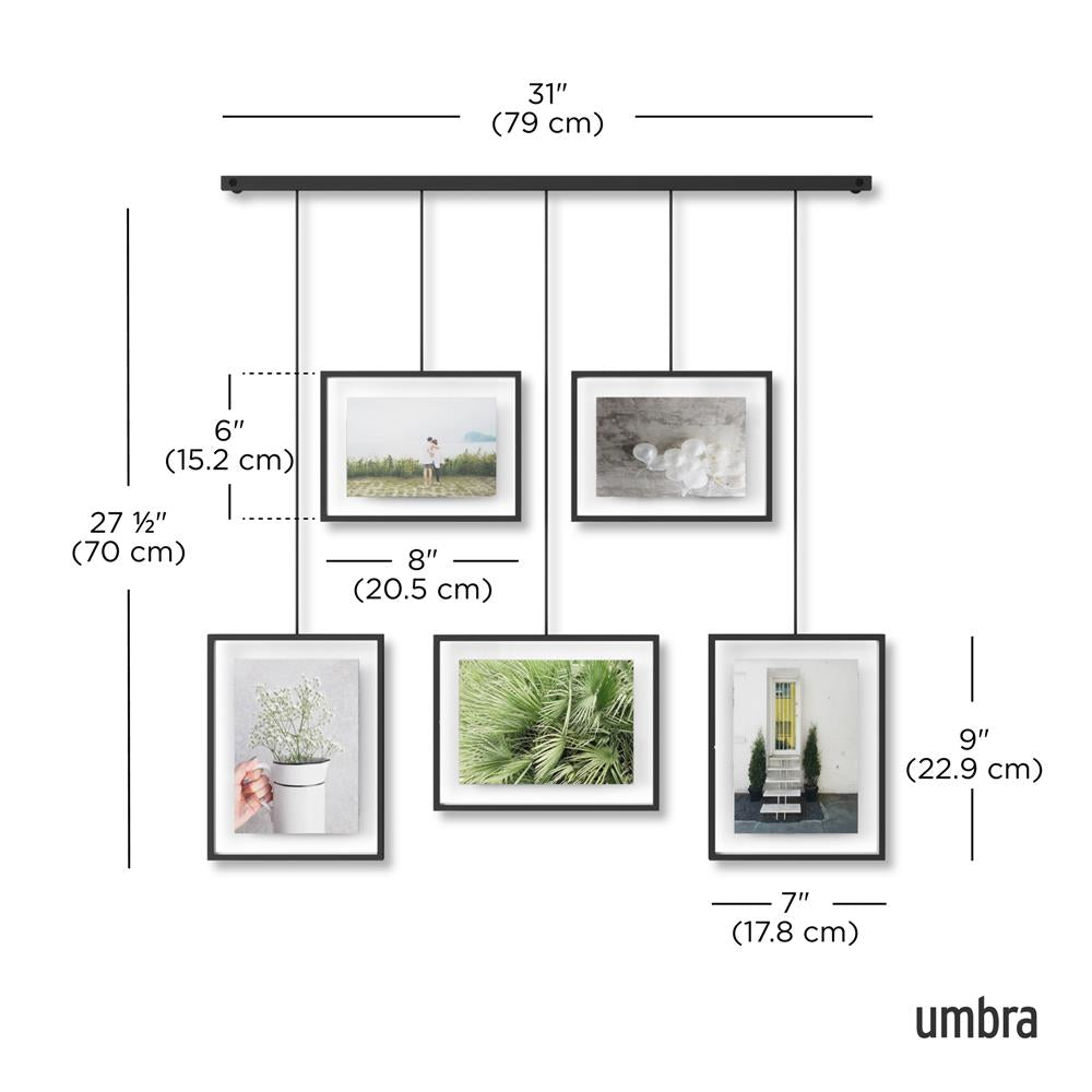 Umbra Exhibit Foto Collage Bilderrahmen, für 5 Fotos (2x 10x15cm und 3x 13x18cm), in Schwarz