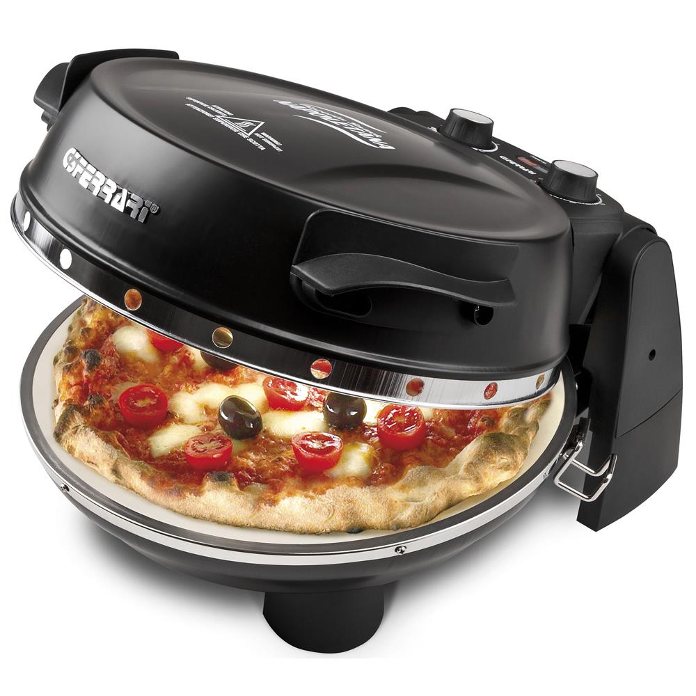G3Ferrari elektrischer Pizzaofen Napoletana schwarz inkl. 2-ten Stein zum Überbacken im Deckel bis 400 °C