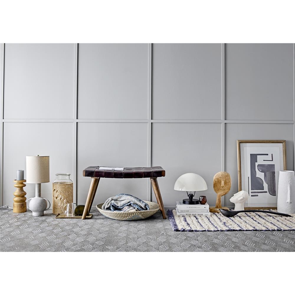 Bloomingville Decke Milas 160x130cm Blau Grau Baumwolle Quasten Tagesdecke Kuscheldecke Überwurf