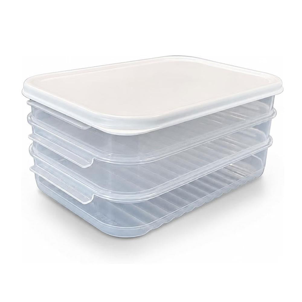 LocknLock Frischhaltedosen für Aufschnitt 1,2 L 3er Set - Aufschnittbox stapelbar BPA-frei