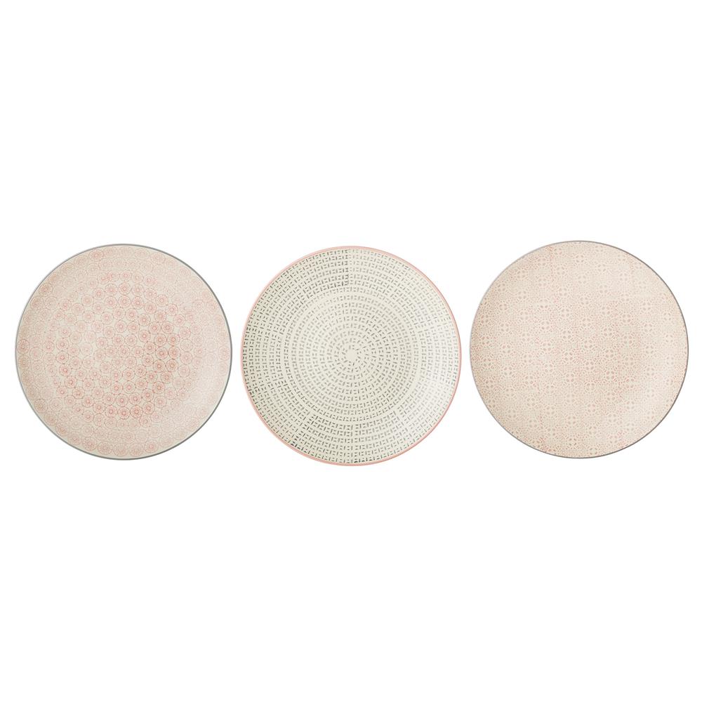 Bloomingville Cécile Teller, 3er Set, Bunt, 25cm, Steingut, dänisches Design