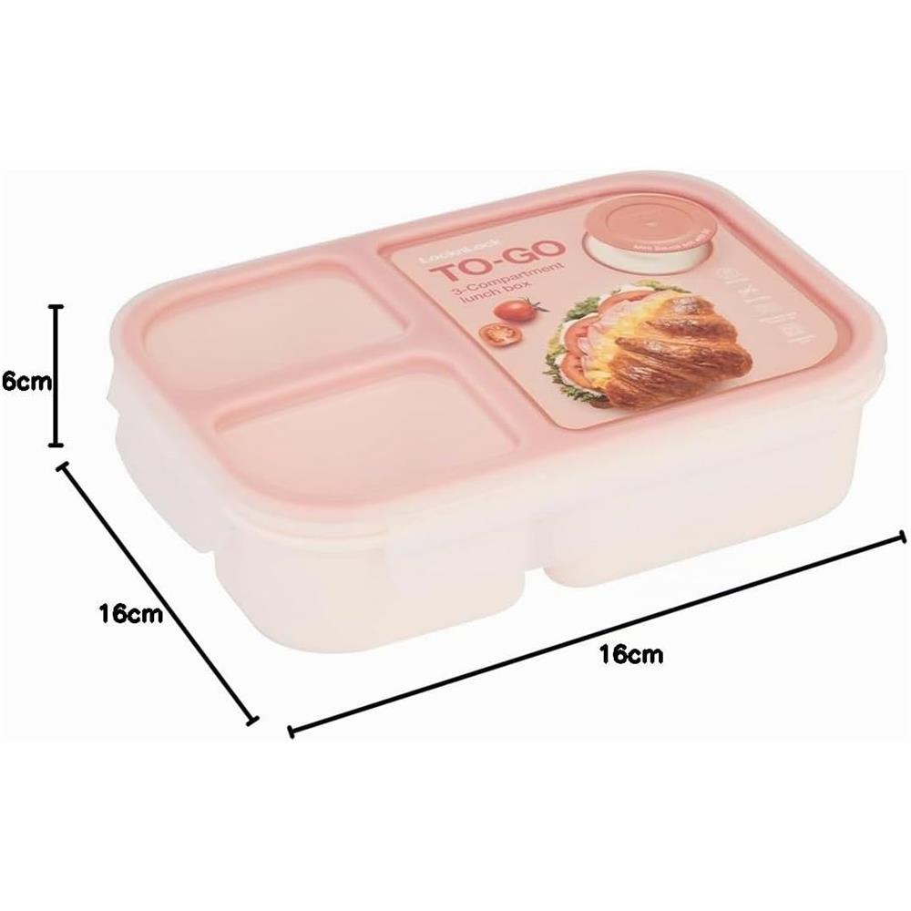 LocknLock Lunchbox 980 ml, 3 Fächer, Saucenbehälter, BPA-frei