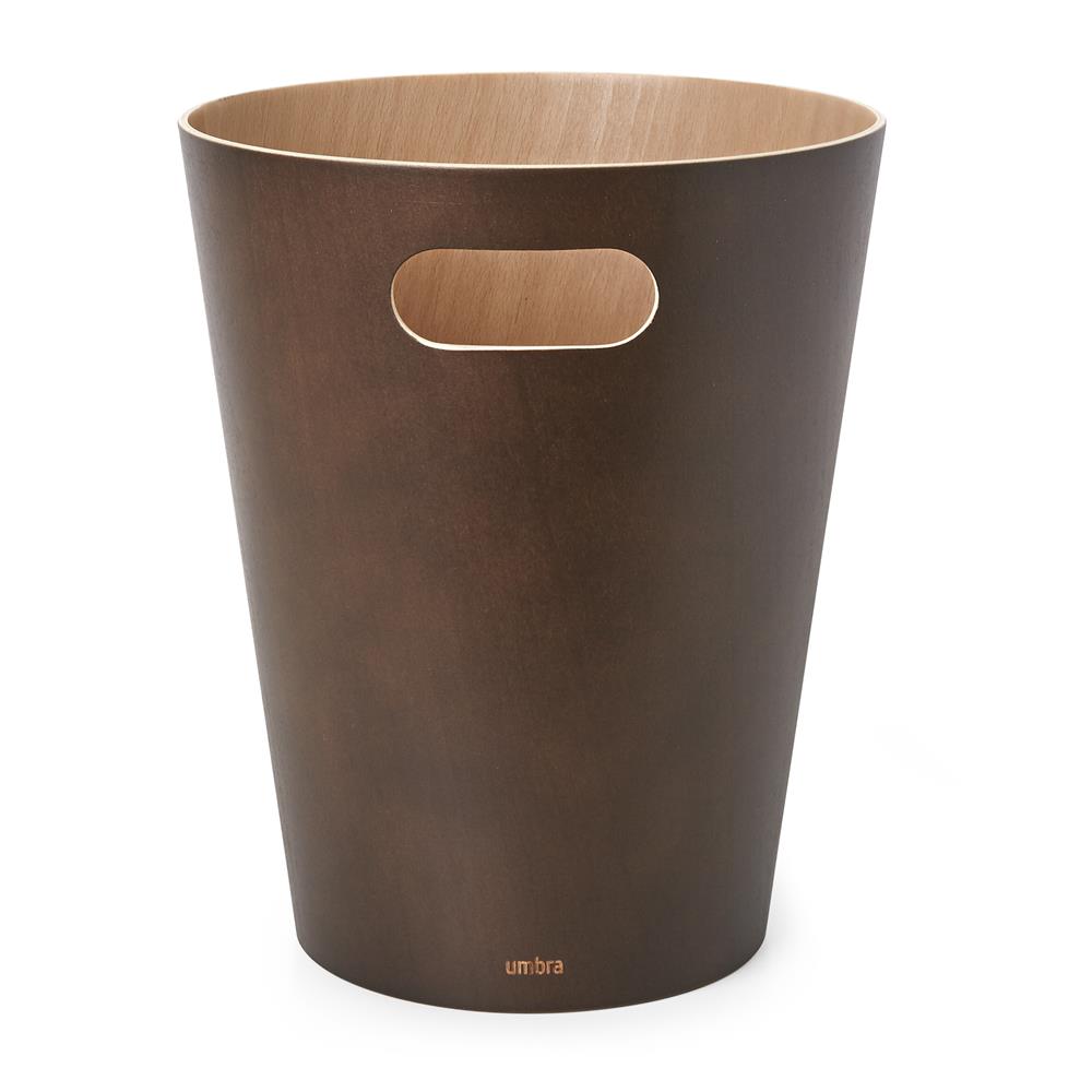Umbra Woodrow Abfalleimer, Espresso/Holz, 7,5 Liter, Zweifarbiger Papierkorb