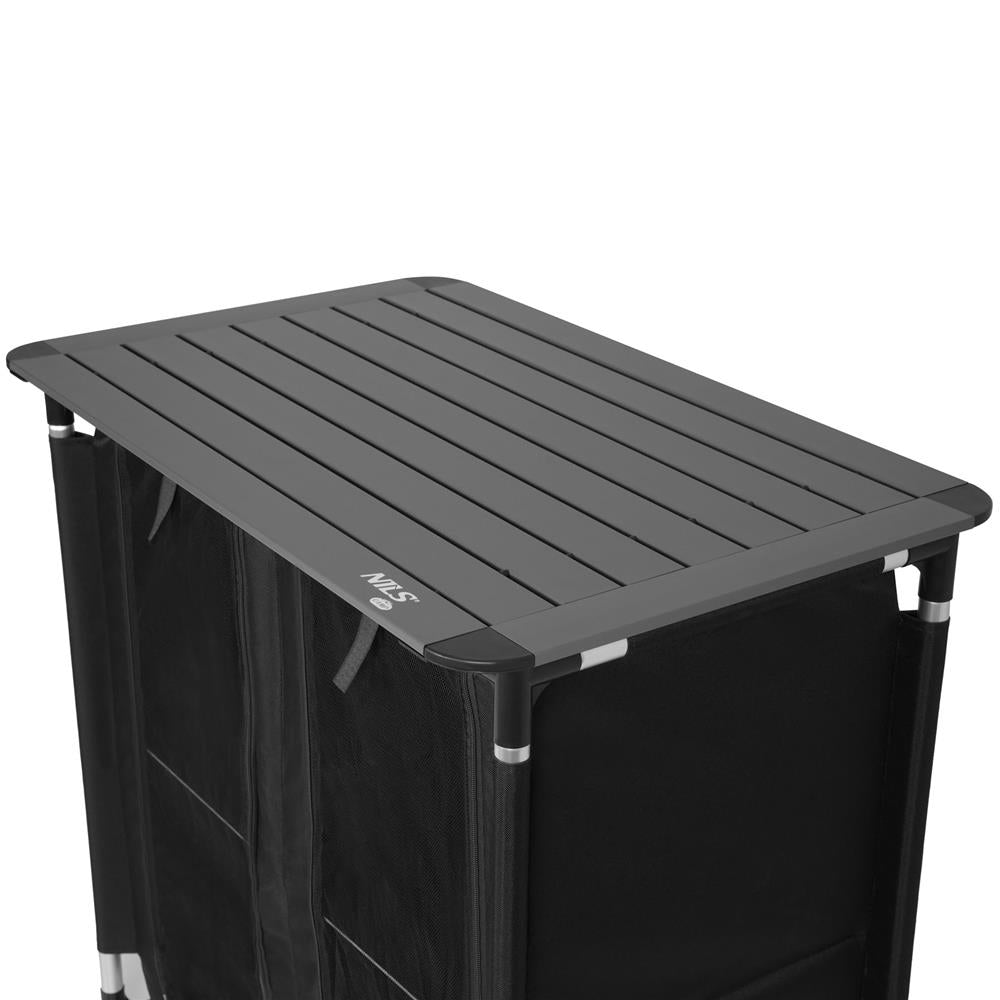 NILS CAMP Campingschrank mit Arbeitsfläche - faltbarer Outdoor Schrank für Camping & Reisen