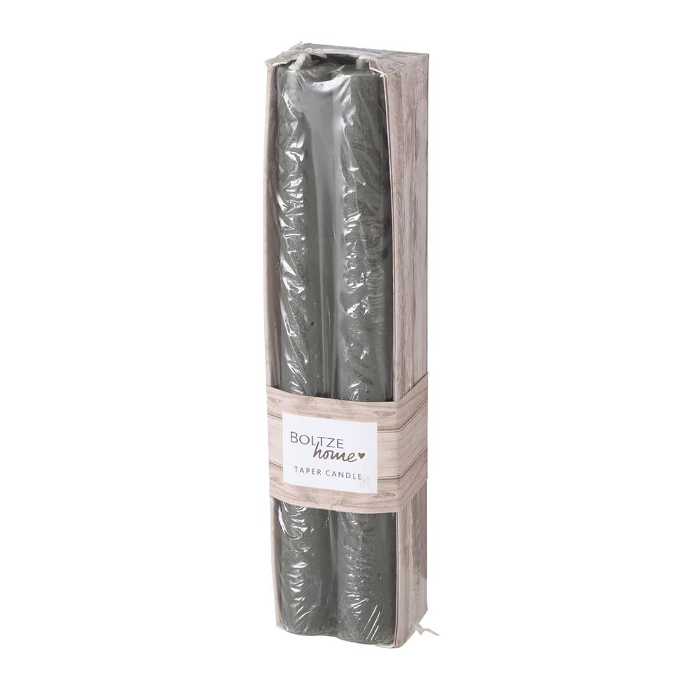 BOLTZE Stabkerze Melia dunkelgrau 4 Stück 20cm Kerzen Wachskerzen Leuchterkerzen Tafelkerzen