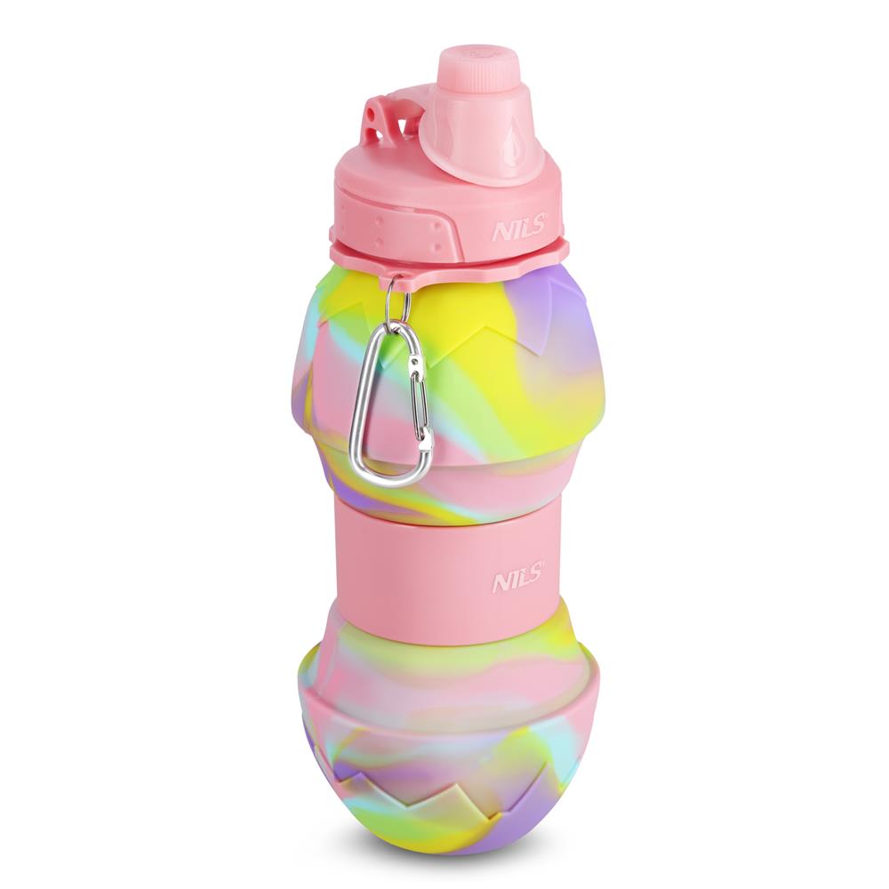 NILS CAMP Faltbare Trinkflasche 700 ml Silikon rosa für Camping Outdoor Reisen