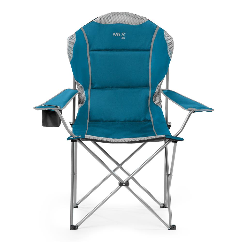 NILS CAMP Campingstuhl Türkis - großer gepolsterter Klappstuhl mit Armlehnen für Camping & Garten