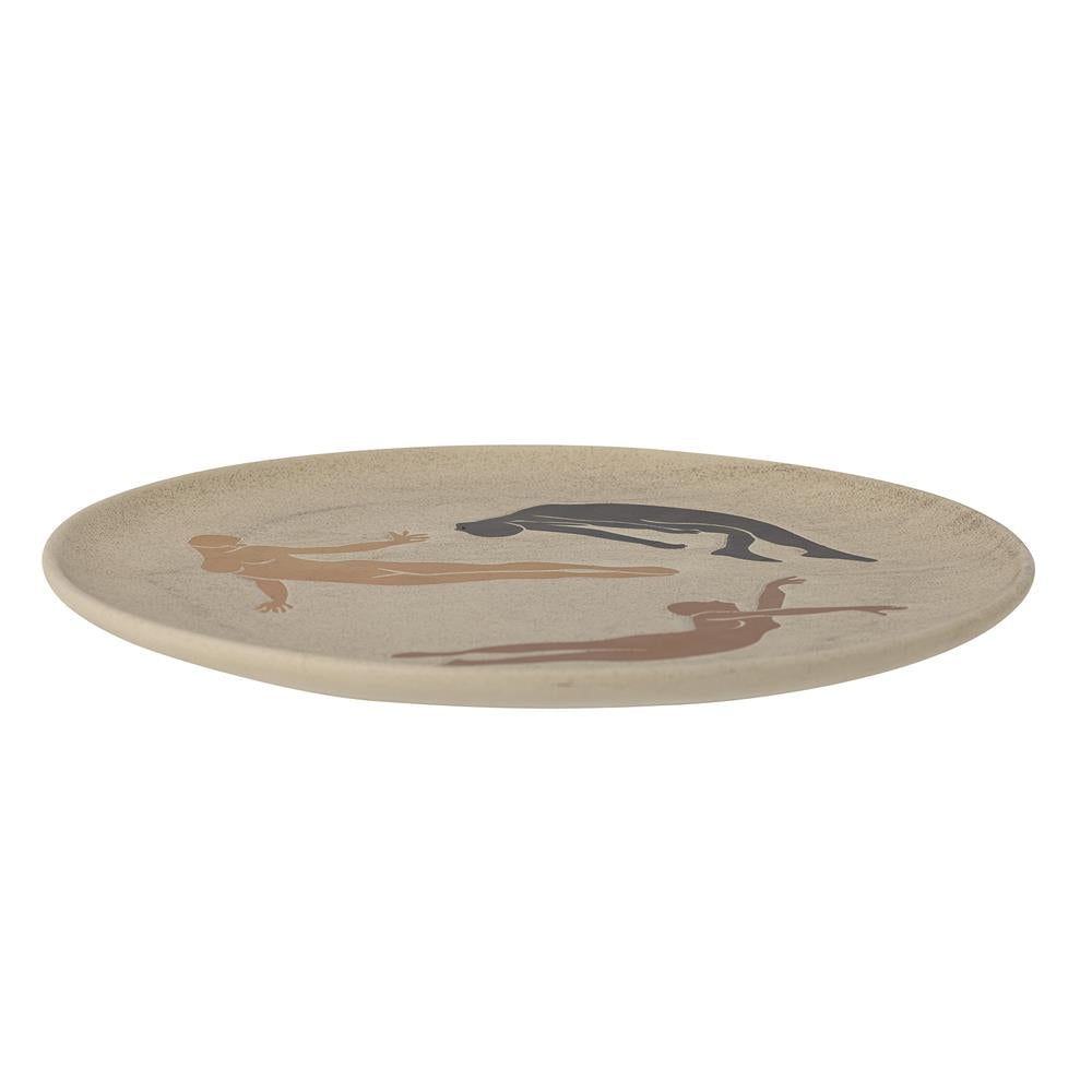 Bloomingville Harlow Wanddekoration, Braun, Steingut, Ø 40 cm, handbemalt, vielseitig einsetzbar