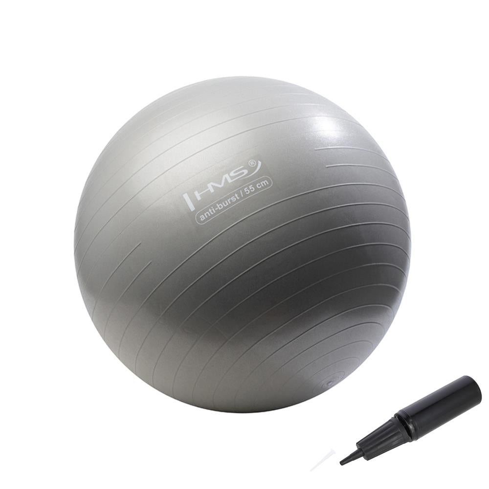 Gymnastikball 55 cm Graphit Anti-Burst mit Luftpumpe für Pilates | HMS YB02N