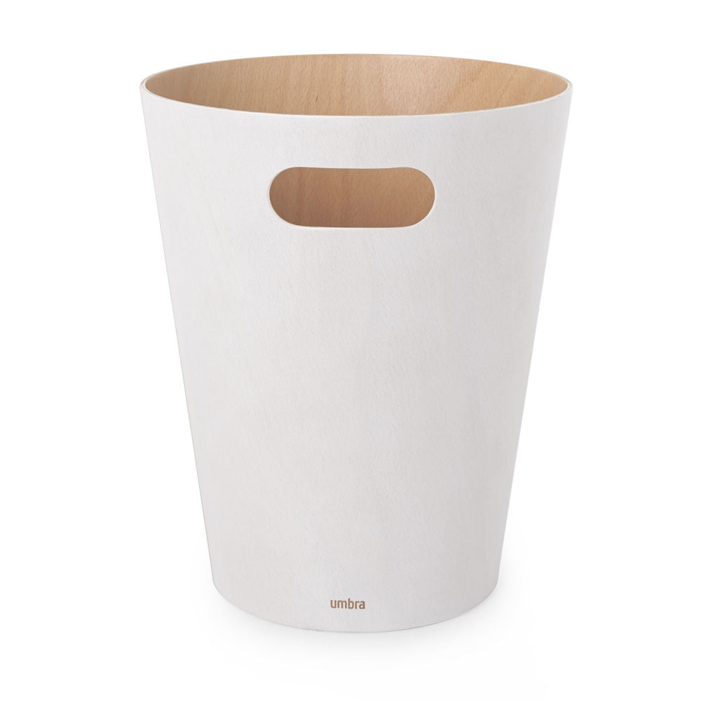 Umbra Woodrow Abfalleimer, Weiß/Holz, 7,5 Liter, Zweifarbiger Papierkorb