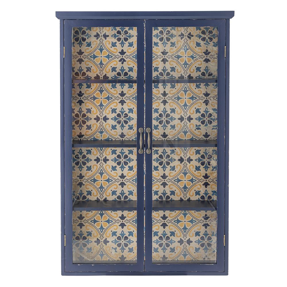 Bloomingville Hazem Kabinett blau aus Tannenholz – mediterraner Wandschrank für Wohnzimmer & Küche