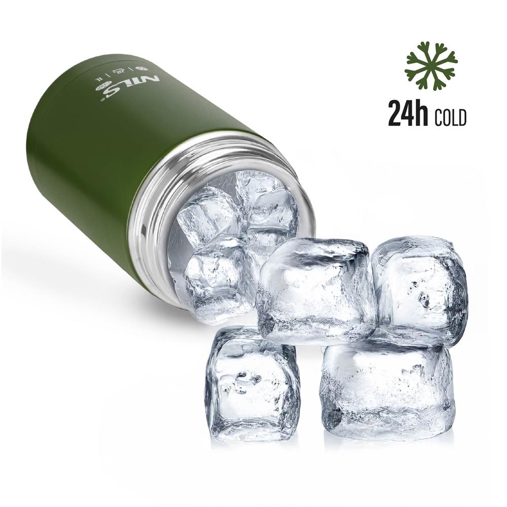 NILS CAMP Thermobehälter 1L Edelstahl grün Lunchbox für Essen warm kalt