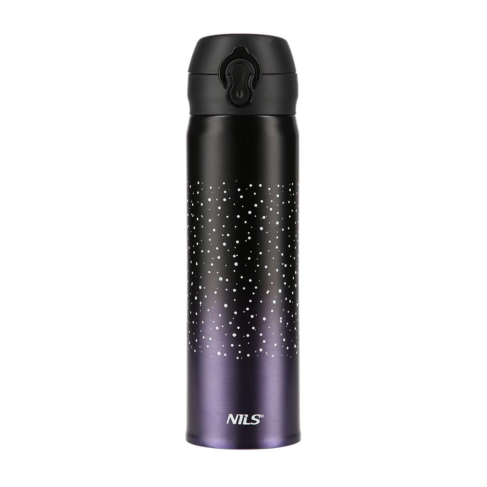 NILS Thermobecher 500 ml Edelstahl violett auslaufsicher für Camping Reisen Alltag