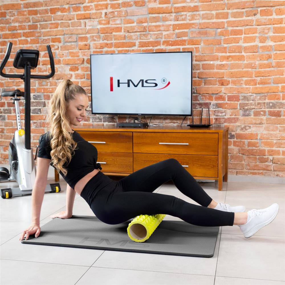 Fitnessmatte 120x60 cm 15 mm Hellgrau/Schwarz | HMS Premium MFK07