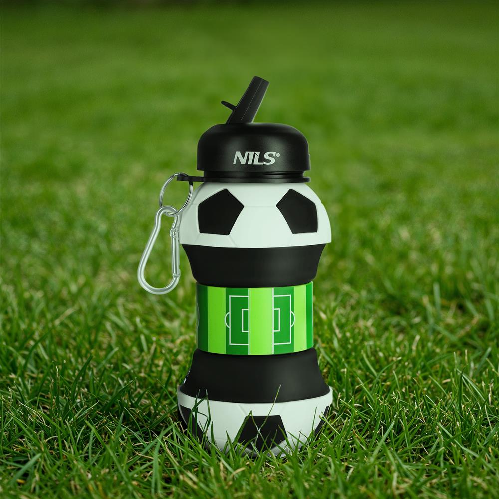 NILS faltbare Trinkflasche 550 ml Silikon Football für Camping Outdoor Reisen
